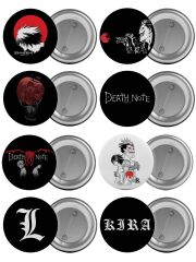 Death Note Çanta Rozeti Seti 8 Adet En Büyük Boy 5.8cm İğneli Broş