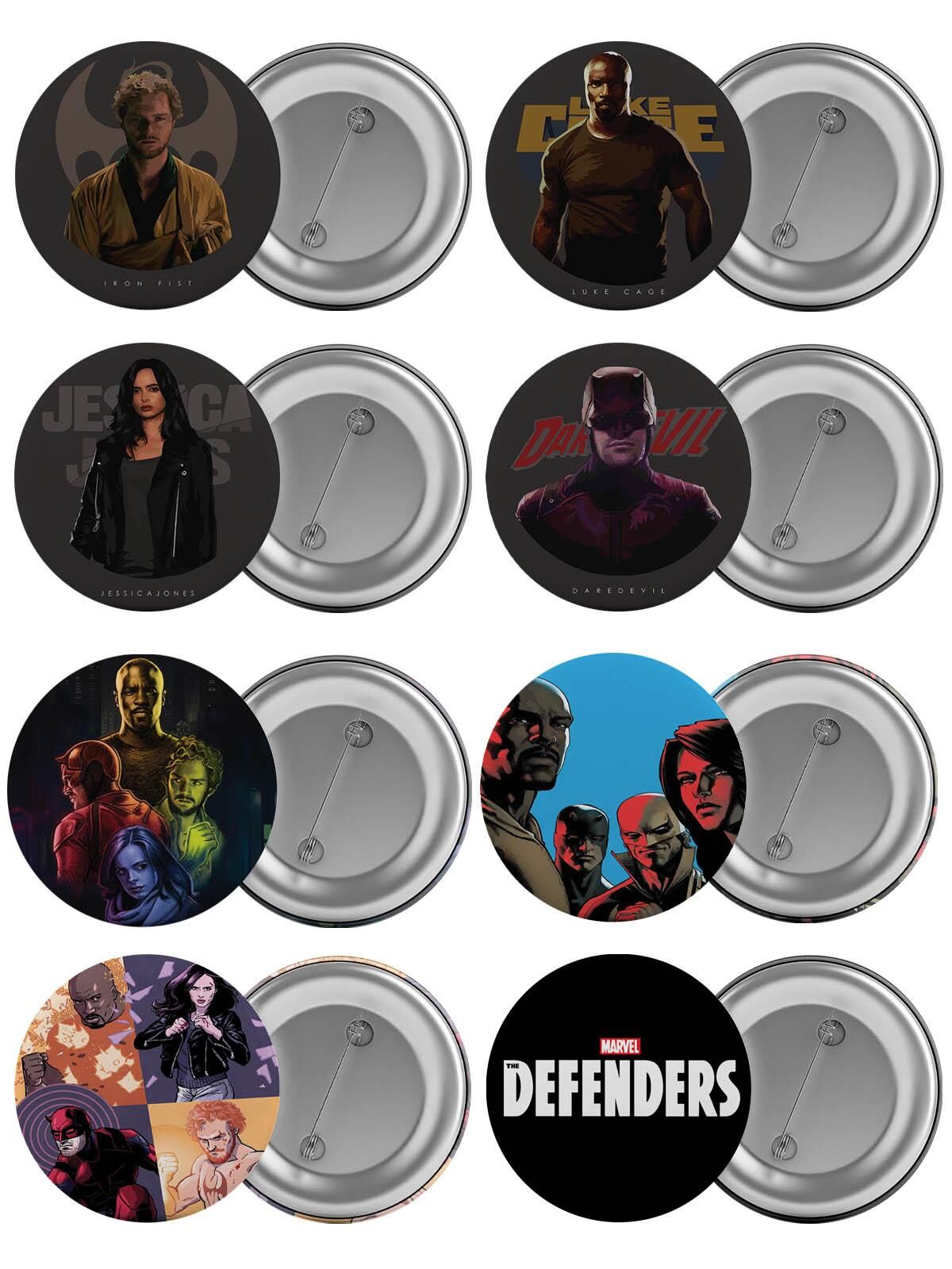 Defenders Çanta Rozeti Seti The Defenders 8 Adet En Büyük Boy 5.8cm İğneli Broş
