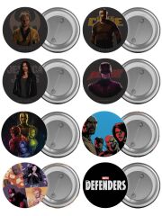 Defenders Çanta Rozeti Seti The Defenders 8 Adet En Büyük Boy 5.8cm İğneli Broş