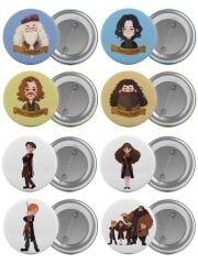 Harry Potter Karakterler Çanta Rozeti Seti 8 Adet En Büyük Boy 5.8cm İğneli Broş