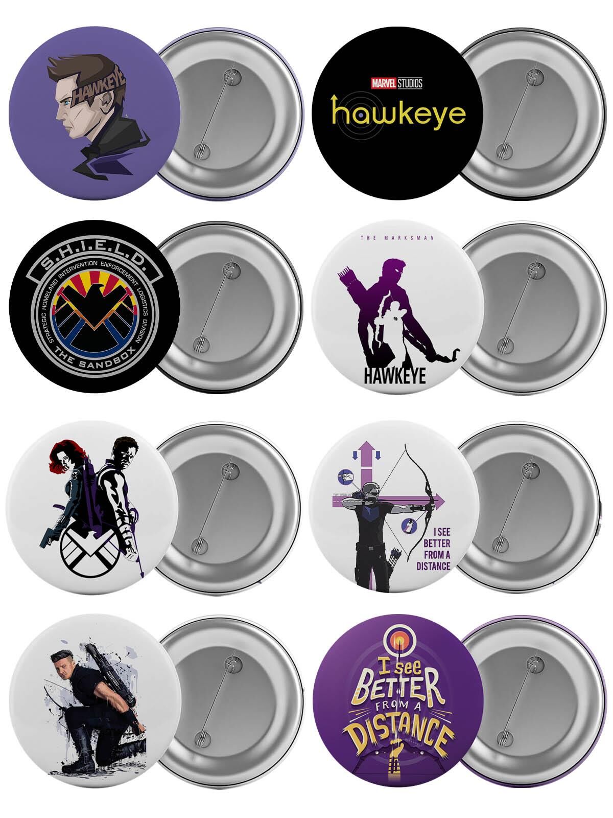Hawkeye Çanta Rozeti Seti 8 Adet En Büyük Boy 5.8cm İğneli Broş