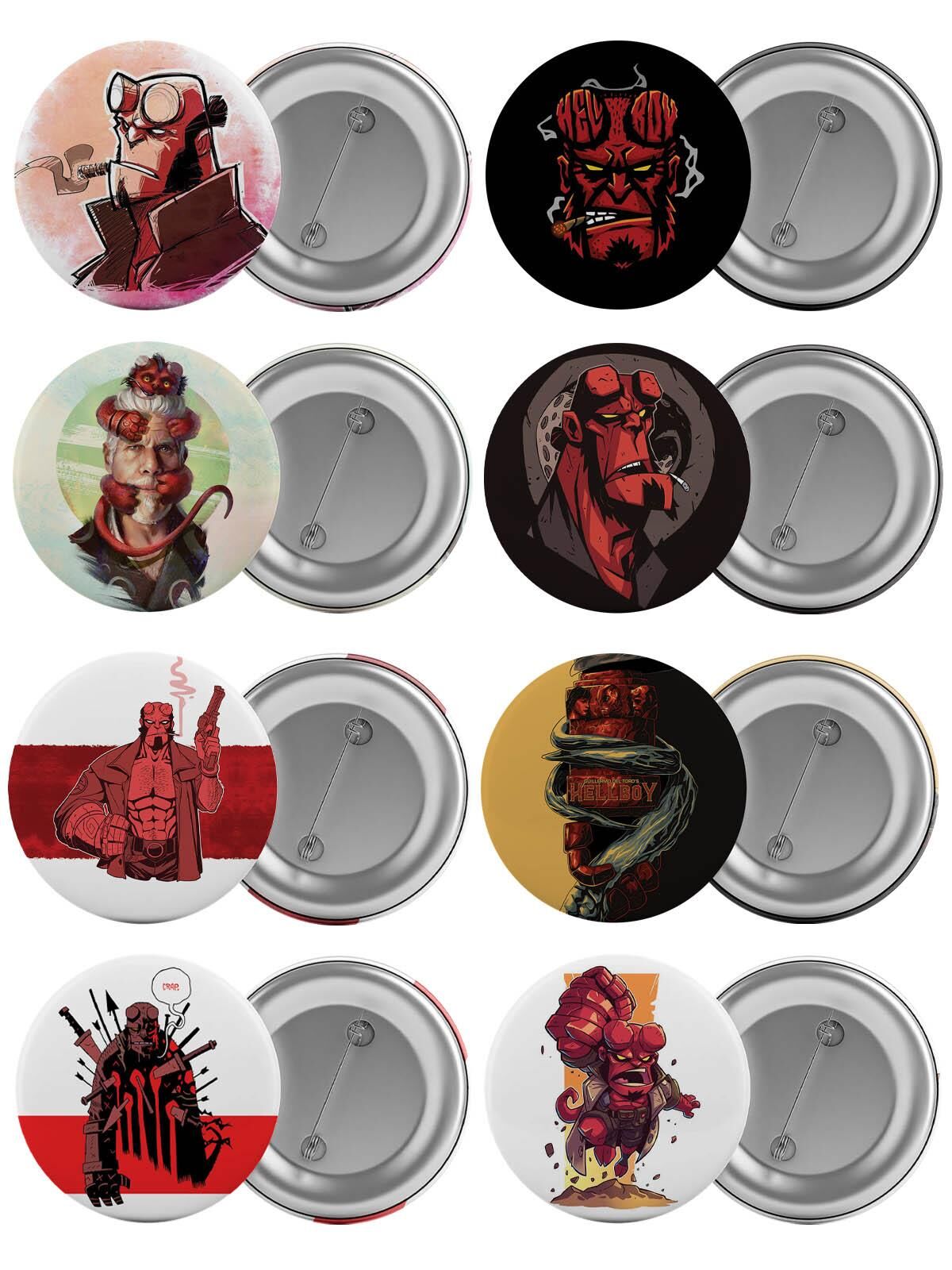 Hellboy Çanta Rozeti Seti 8 Adet En Büyük Boy 5.8cm İğneli Broş
