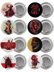 Hellboy Çanta Rozeti Seti 8 Adet En Büyük Boy 5.8cm İğneli Broş