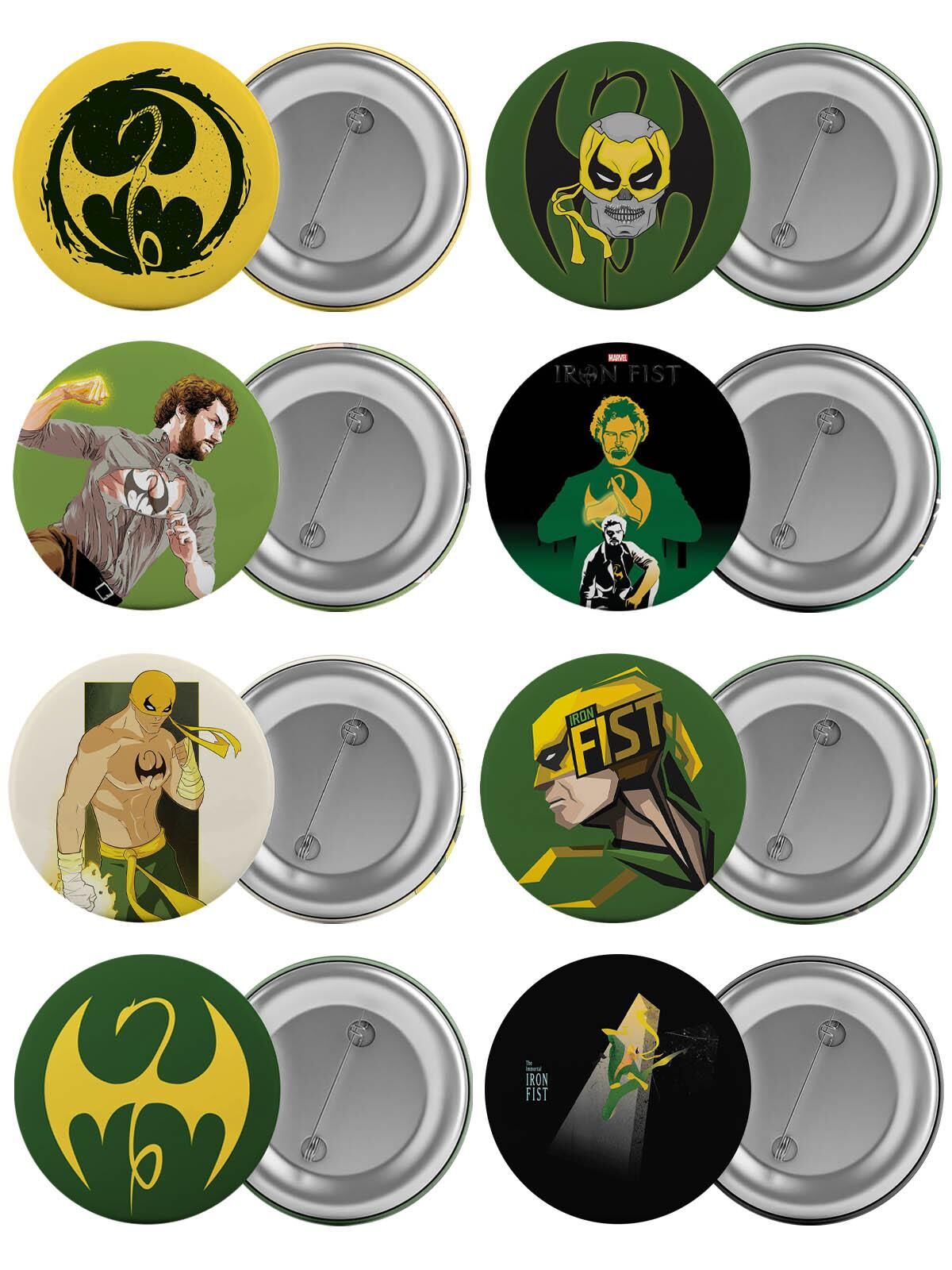 Iron Fist Çanta Rozeti Seti 8 Adet En Büyük Boy 5.8cm İğneli Broş