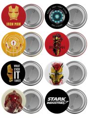 Iron Man Çanta Rozeti Seti Demir Adam 8 Adet En Büyük Boy 5.8cm İğneli Broş