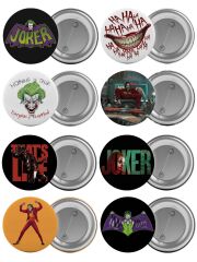 Joker Çanta Rozeti Seti Joker 8 Adet En Büyük Boy 5.8cm İğneli Broş