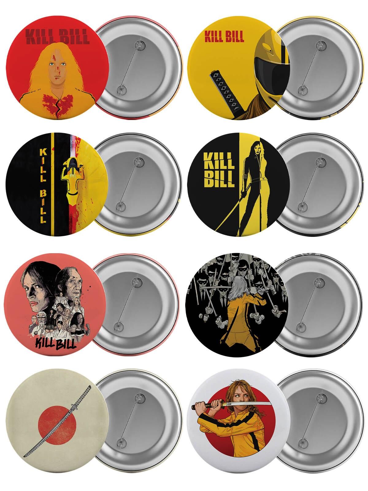 Kill Bill Çanta Rozeti Seti 8 Adet En Büyük Boy 5.8cm İğneli Broş
