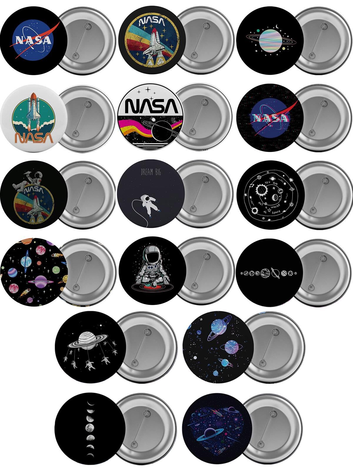 Nasa Uzay Çanta Rozeti Seti 16 Adet En Büyük Boy 5.8cm İğneli Broş