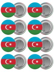 Azerbaycan Çanta Rozeti Seti 8 Adet En Büyük Boy 5.8cm İğneli Broş