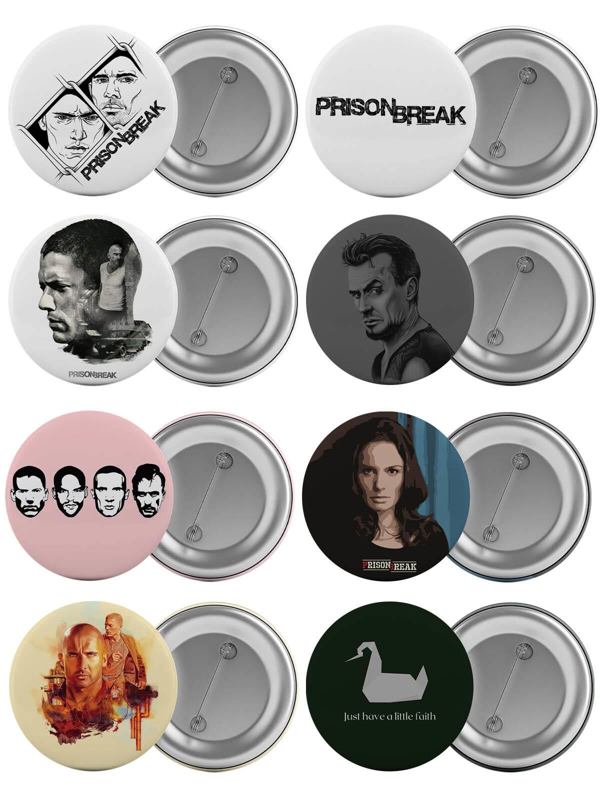 Prison Break Çanta Rozeti Seti 8 Adet En Büyük Boy 5.8cm İğneli Broş