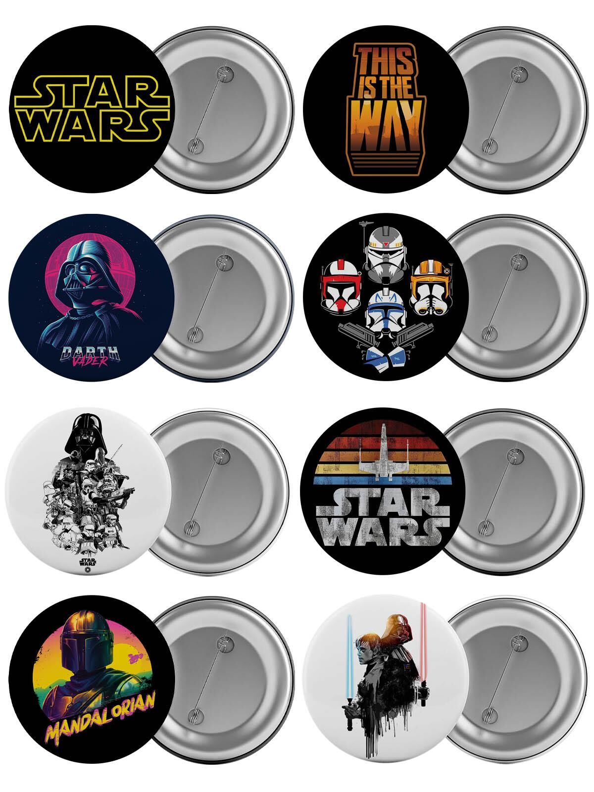Star Wars Çanta Rozeti Seti 8 Adet En Büyük Boy 5.8cm İğneli Broş