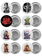 Star Wars Çanta Rozeti Seti 8 Adet Yıldız Savaşları En Büyük Boy 5.8cm İğneli Broş