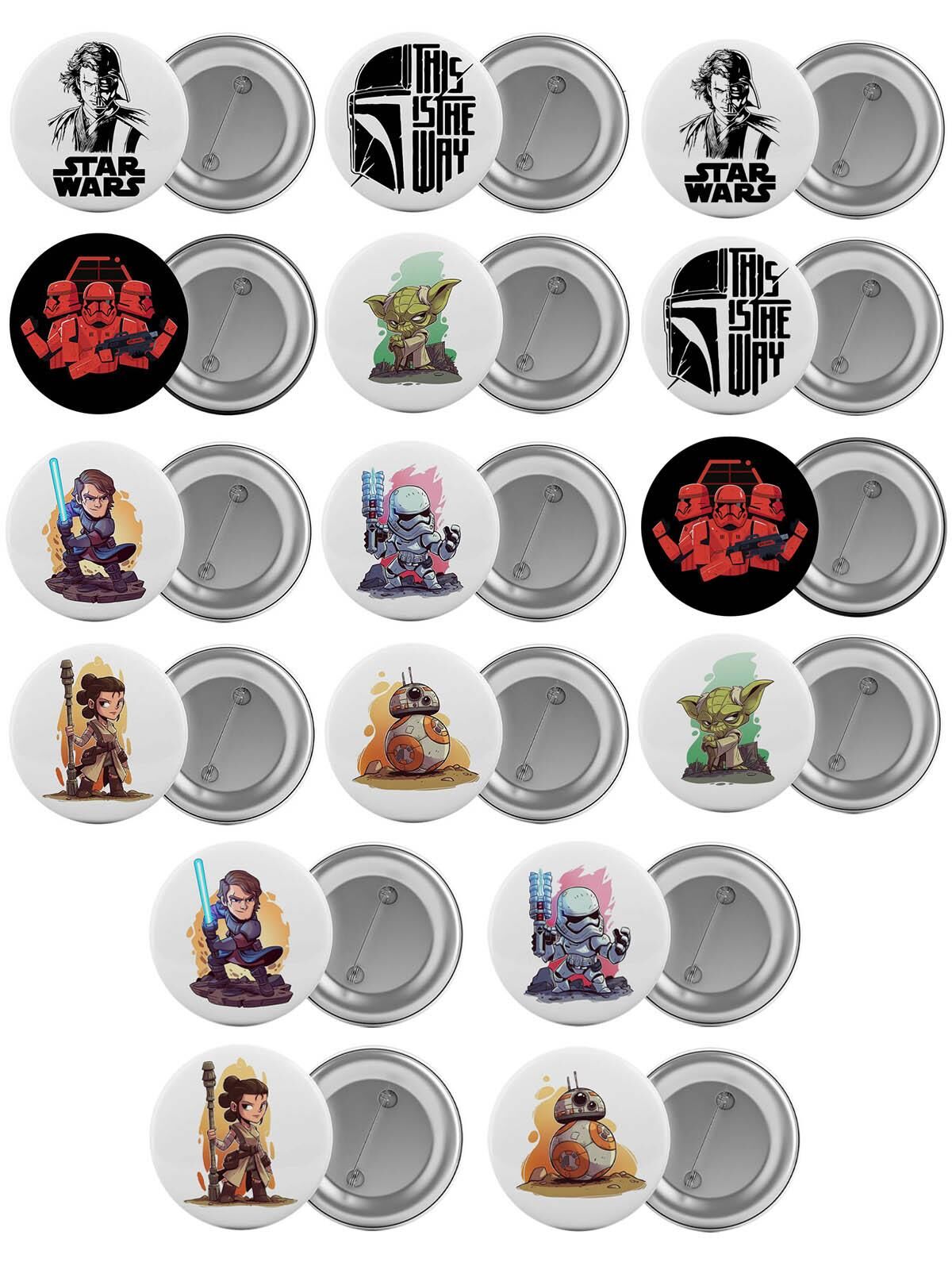 Star Wars Çanta Rozeti Seti 16 Adet En Büyük Boy 5.8cm İğneli Broş