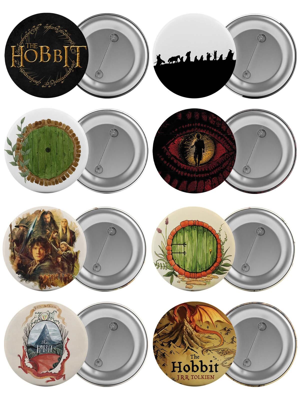 The Hobbit Çanta Rozeti Seti 8 Adet En Büyük Boy 5.8cm İğneli Broş