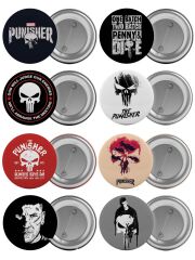 The Punisher Çanta Rozeti Seti 8 Adet En Büyük Boy 5.8cm İğneli Broş