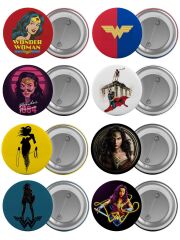 Wonder Woman Çanta Rozeti Seti 8 Adet En Büyük Boy 5.8cm İğneli Broş