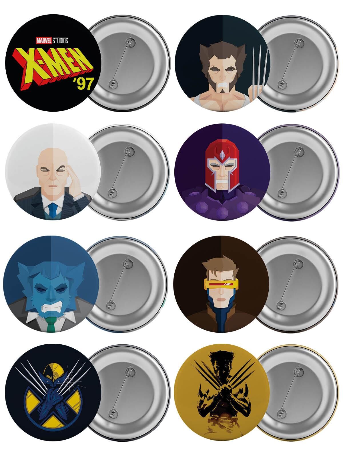 X-Men Çanta Rozeti Seti 8 Adet X Men En Büyük Boy 5.8cm İğneli Broş