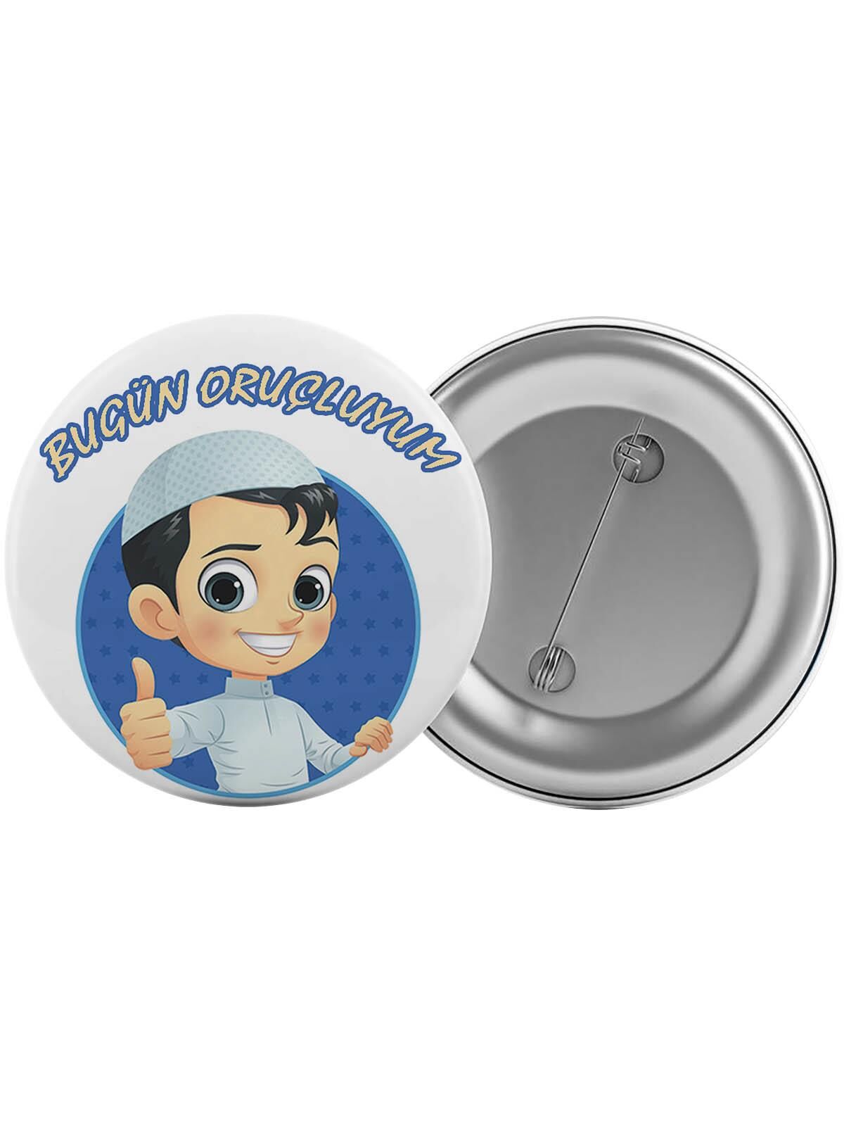 Bugün Oruçluyum Çanta Rozeti 20 Adet En Büyük Boy 5.8cm İğneli Broş