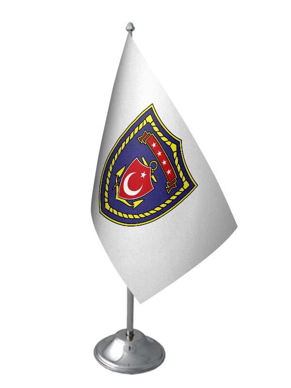 Masa Üstü Deniz Kuvvetleri Bayrağı Krom Direk Masa Bayrak Seti