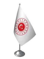 Masa Üstü Dışişleri Bakanlığı Bayrağı Krom Direk Masa Bayrak Seti