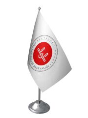 Masa Üstü Diyanet İşleri Başkanlığı Bayrağı Krom Direk Masa Bayrak Seti