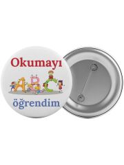 Okumayı Öğrendim Çanta Rozeti 20 Adet En Büyük Boy 5.8cm İğneli Broş