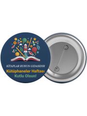 Kütüphane Haftası Çanta Rozeti 20 Adet En Büyük Boy 5.8cm İğneli Broş