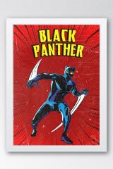 Black Panther Çerçeveli Tablo - Marvel Çizgi Roman Tasarımlı Poster Tablo