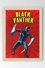 Black Panther Çerçeveli Tablo - Marvel Çizgi Roman Tasarımlı Poster Tablo