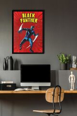 Black Panther Çerçeveli Tablo - Marvel Çizgi Roman Tasarımlı Poster Tablo