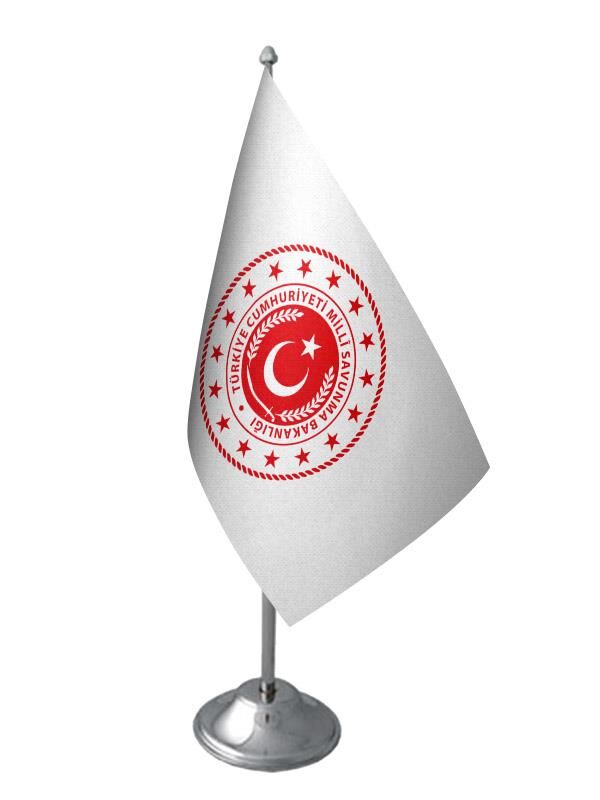 Masa Üstü Milli Savunma Bakanlığı Bayrağı Krom Direk Masa Bayrak Seti