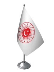 Masa Üstü Milli Savunma Bakanlığı Bayrağı Krom Direk Masa Bayrak Seti