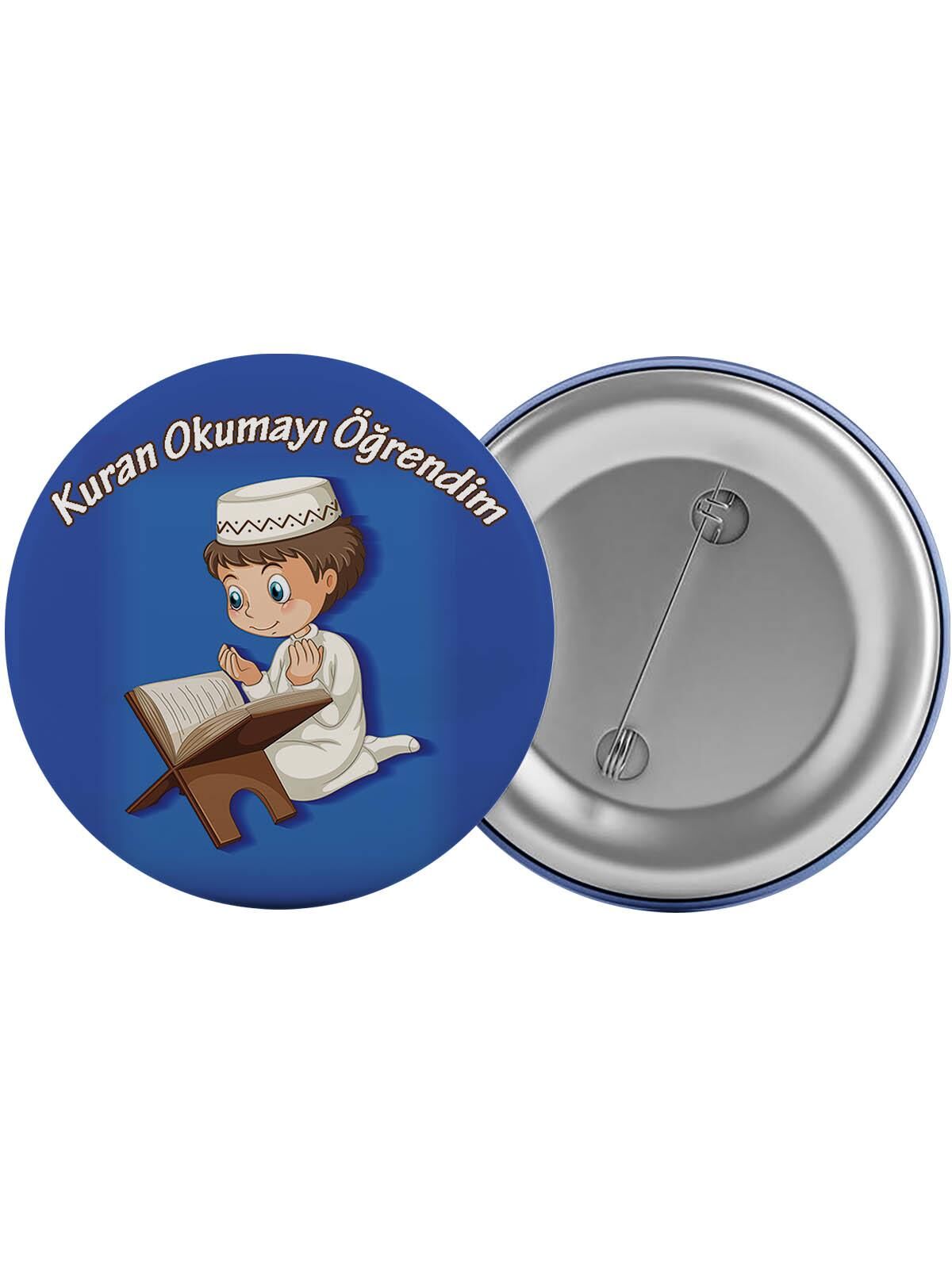 Kuran Okumayı Öğrendim Çanta Rozeti 20 Adet En Büyük Boy 5.8cm İğneli Broş