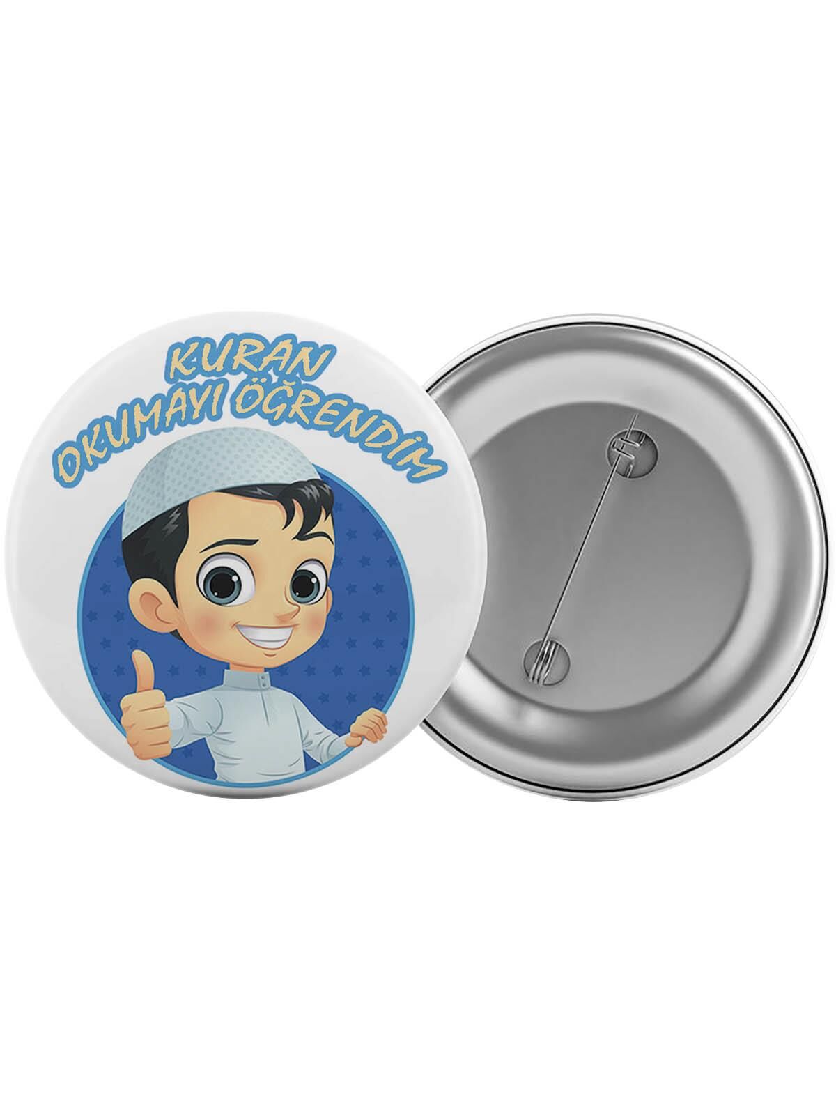 Kuran Okumayı Öğrendim Çanta Rozeti 20 Adet En Büyük Boy 5.8cm İğneli Broş