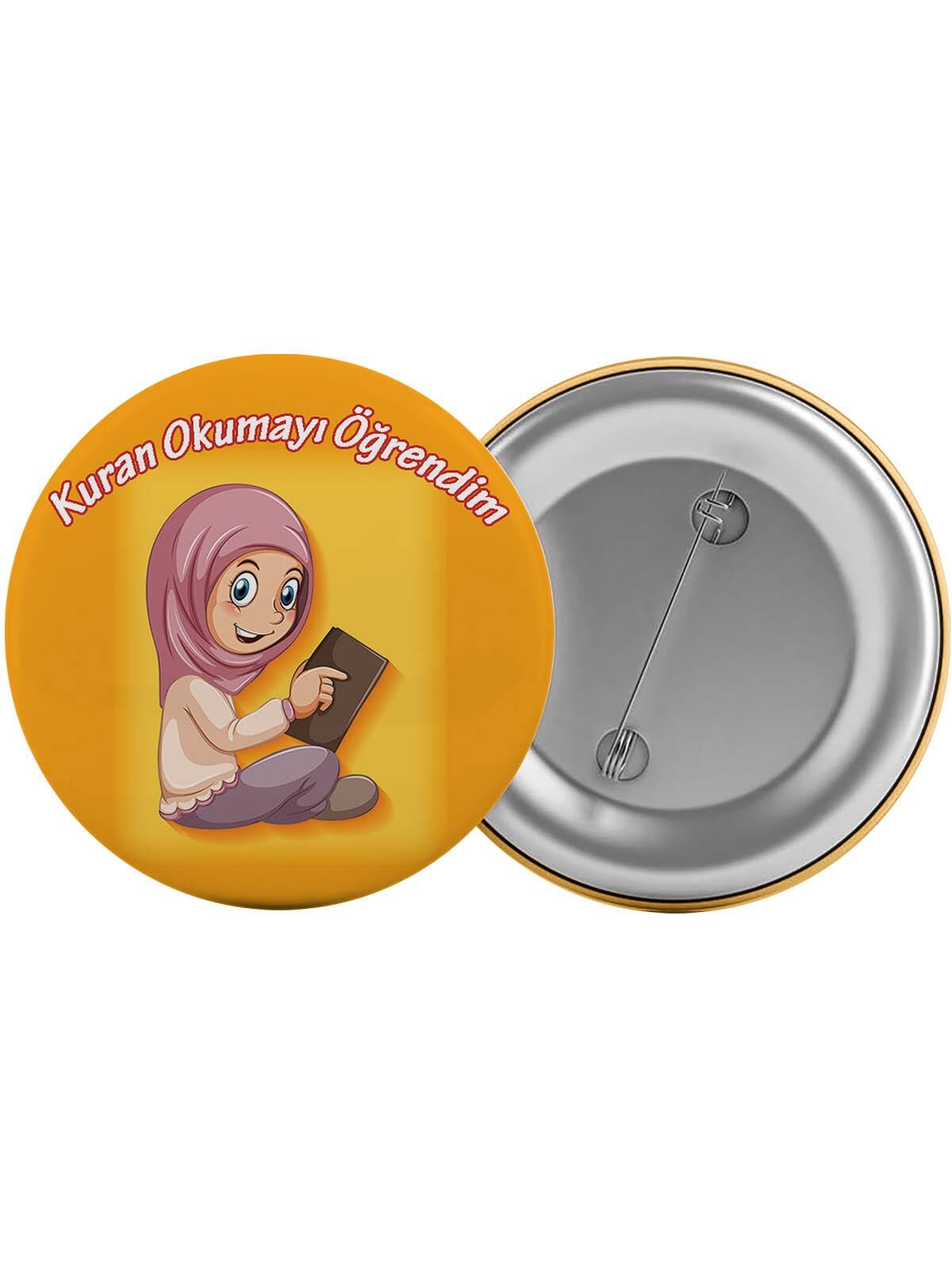 Kuran Okumayı Öğrendim Çanta Rozeti 20 Adet En Büyük Boy 5.8cm İğneli Broş