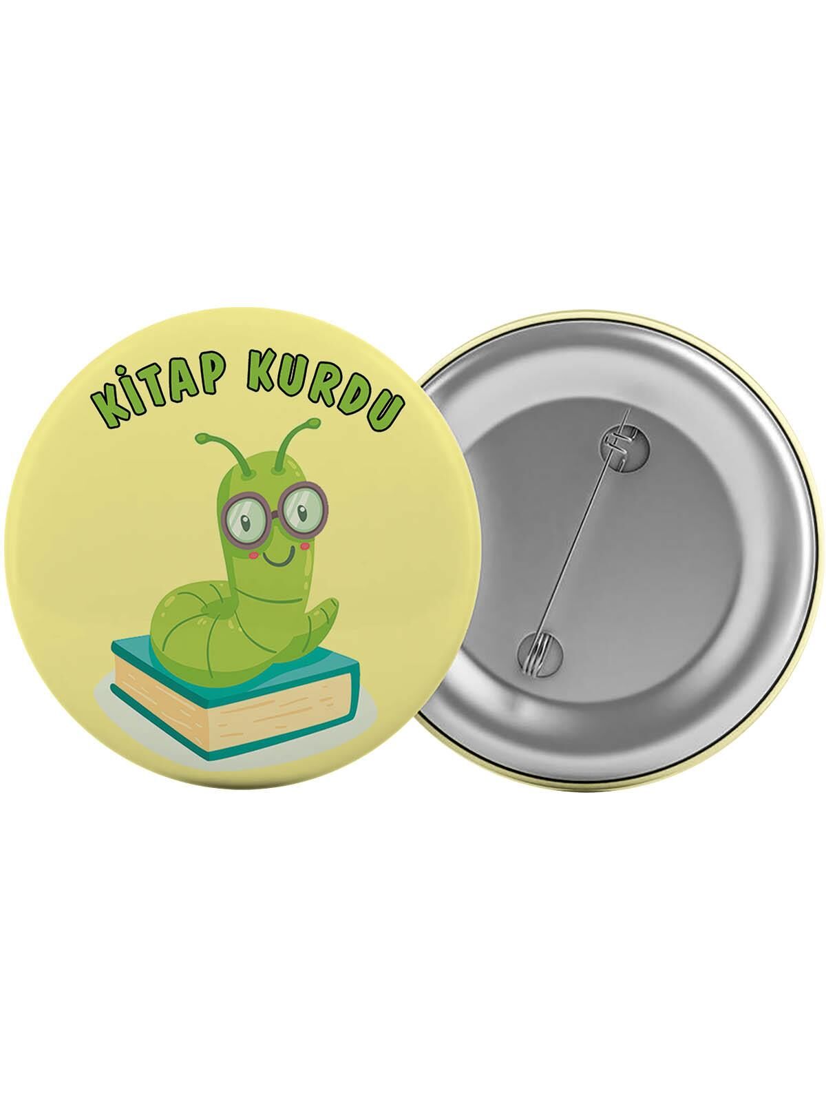 Kitap Kurdu Çanta Rozeti 20 Adet En Büyük Boy 5.8cm İğneli Broş