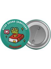 Kitap Kurdu Çanta Rozeti 20 Adet Kitap Okuma Şampiyonu En Büyük Boy 5.8cm İğneli Broş