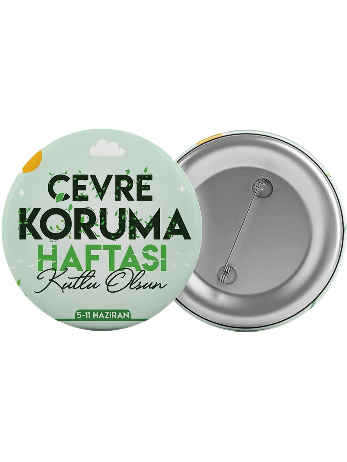 Çevre Koruma Haftası Çanta Rozeti 20 Adet En Büyük Boy 5.8cm İğneli Broş