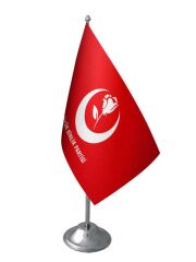 Masa Üstü Büyük Birlik Partisi Bayrağı Krom Direk Masa Bayrak Seti