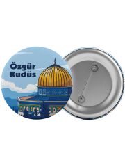 Özgür Kudüs Filistin Çanta Rozeti 20 Adet En Büyük Boy 5.8cm İğneli Broş