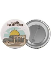 Kudüs İslamındır Filistin Çanta Rozeti 20 Adet En Büyük Boy 5.8cm İğneli Broş
