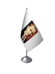 Masa Üstü Atatürk Bayrağı Krom Direk Masa Bayrak Seti