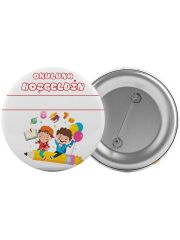 Okuluna Hoş Geldin Çanta Rozeti 20 Adet En Büyük Boy 5.8cm İğneli Broş