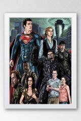 Superman Çerçeveli Tablo - Film Posteri Tablo 50x70 - Beyaz