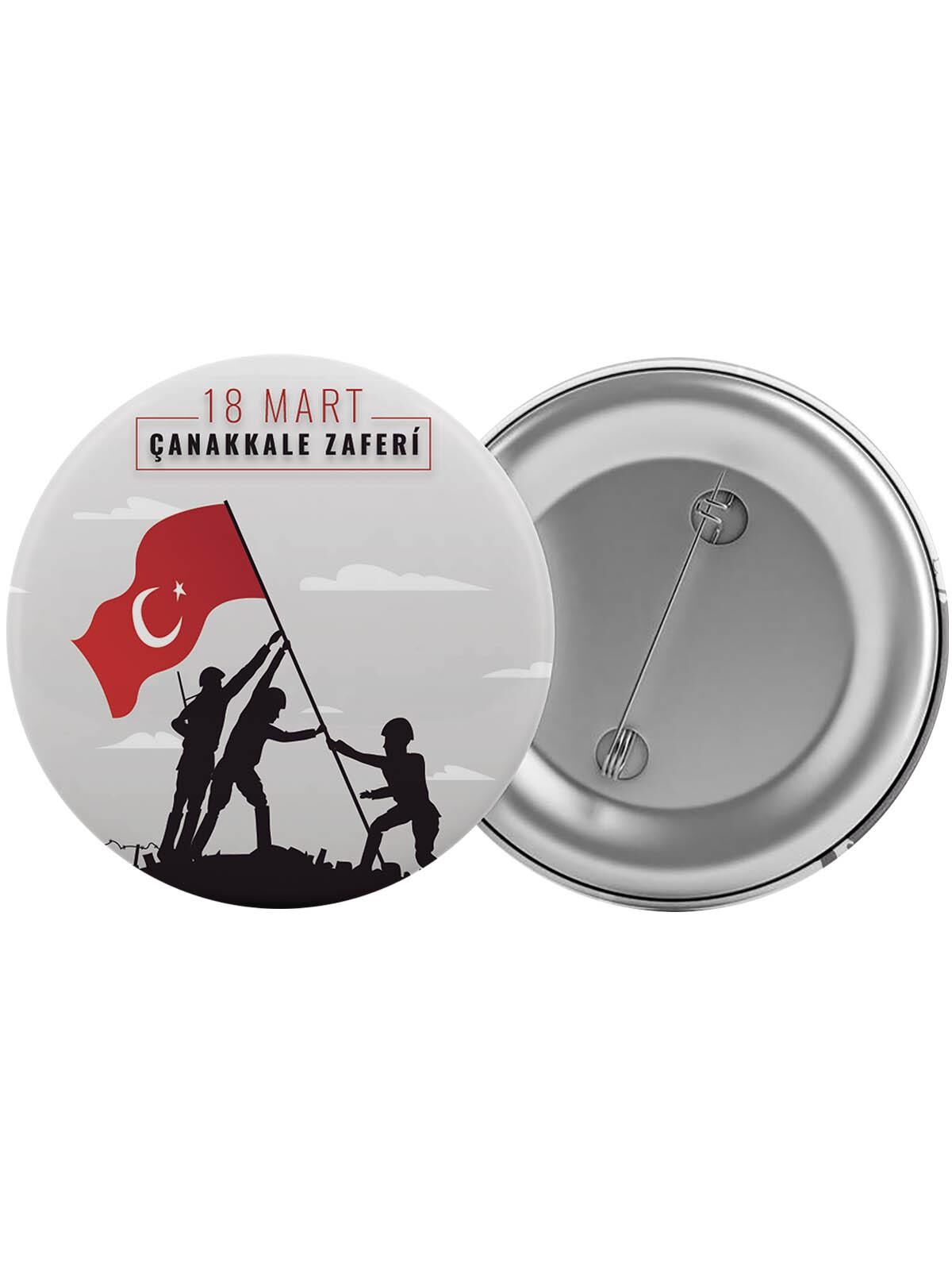 18 Mart Çanakkale Haftası Çanta Rozeti 20 Adet En Büyük Boy 5.8cm İğneli Broş