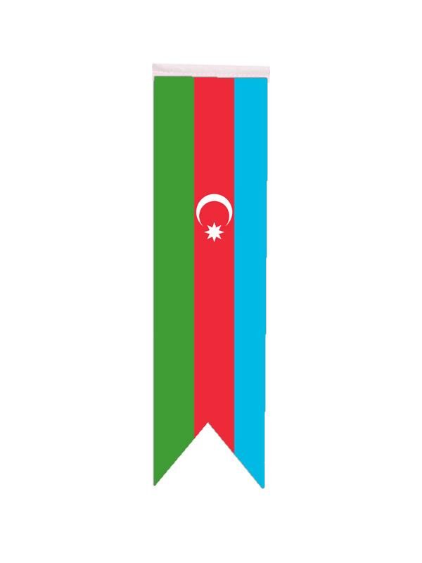 Masa Üstü Kırlangıç Azerbaycan Bayrağı - 8x30cm Çift Taraflı Saten Kumaş