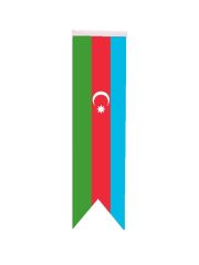 Masa Üstü Kırlangıç Azerbaycan Bayrağı - 8x30cm Çift Taraflı Saten Kumaş