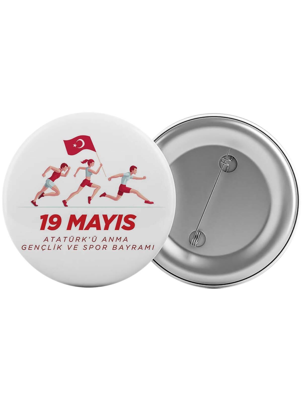19 Mayıs Atatürkü Anma Çanta Rozeti 20 Adet En Büyük Boy 5.8cm İğneli Broş