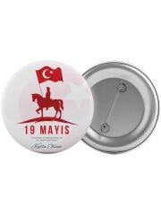 19 Mayıs Atatürkü Anma Çanta Rozeti 20 Adet En Büyük Boy 5.8cm İğneli Broş