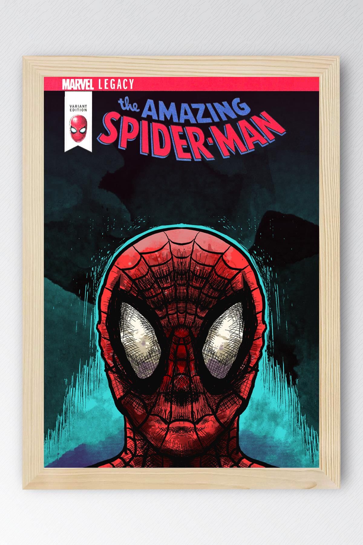Spider Man Çerçeveli Tablo - Örümcek Adam Çizgi Roman Kapağı Posteri Tablo 35x50 - Kayın